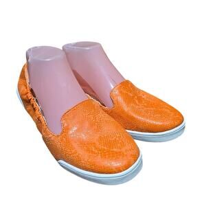 Kruzers Orange Sands Snakeskin Print Foldable Slip On Flats Womans Size Medium